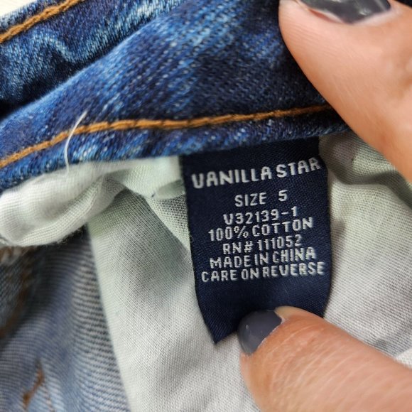 Vanilla Star Jean Shorts Juniors 5 Cuffed Blue Womens - Picture 9 of 10